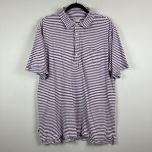 Oobe‎ Brand Mens Polo Shirt Large Pink Blue Striped Golf Business Casual Preppy